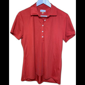 GREG NORMAN Golf Polo Shirt Play Dry Shark Logo Short Sleeve Womens M Red